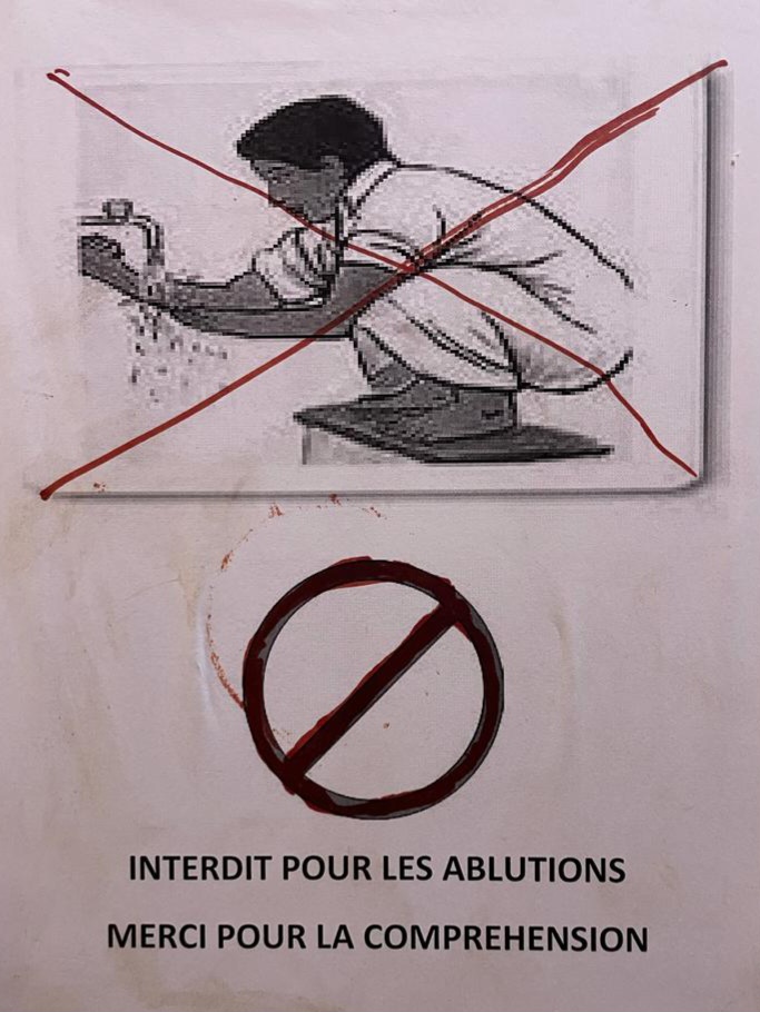 Interdit pour les ablutions